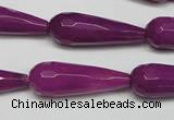 CCN2165 15.5 inches 10*30mm faceted teardrop candy jade beads