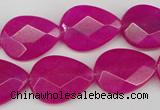 CCN2191 15.5 inches 15*20mm faceted flat teardrop candy jade beads