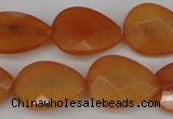 CCN2193 15.5 inches 15*20mm faceted flat teardrop candy jade beads