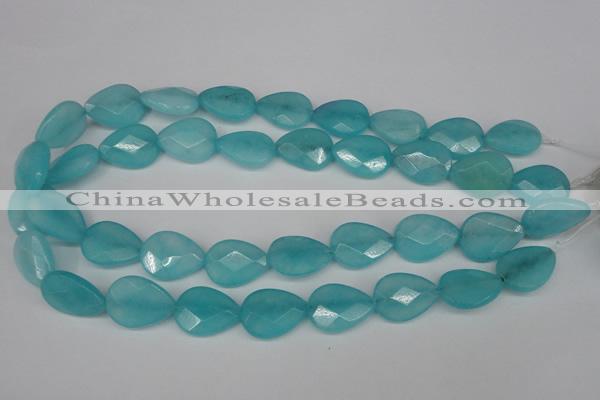 CCN2194 15.5 inches 15*20mm faceted flat teardrop candy jade beads