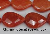 CCN2328 15.5 inches 18*25mm faceted flat teardrop candy jade beads