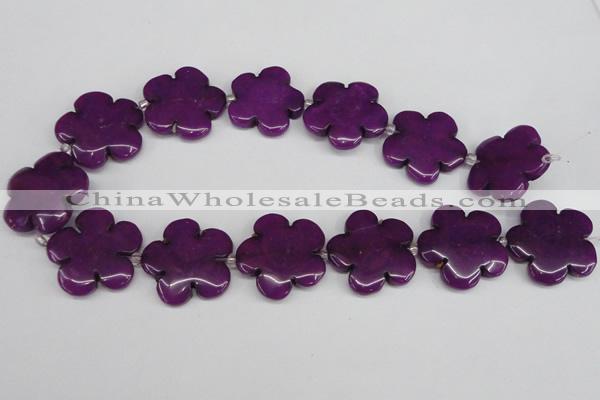 CCN2355 15.5 inches 30mm carved flower candy jade beads wholesale