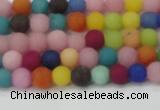 CCN2551 15.5 inches 4mm round mixed color matte candy jade beads