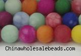 CCN2554 15.5 inches 10mm round mixed color matte candy jade beads