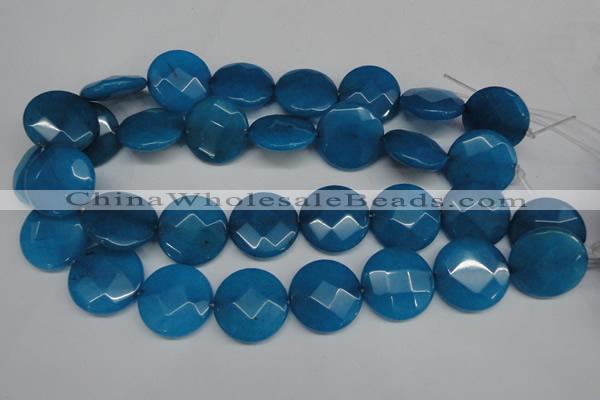 CCN265 15.5 inches 25mm faceted coin candy jade beads wholesale