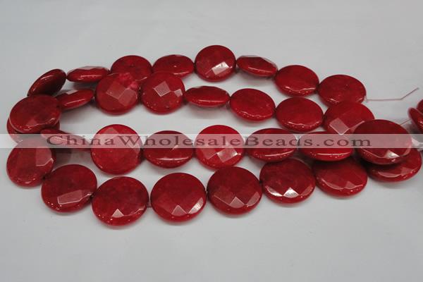 CCN272 15.5 inches 25mm faceted coin candy jade beads wholesale