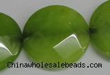 CCN288 15.5 inches 30mm faceted coin candy jade beads wholesale