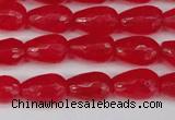 CCN3778 15.5 inches 8*12mm faceted teardrop candy jade beads