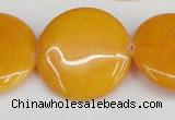 CCN3840 15.5 inches 30mm flat round candy jade beads wholesale