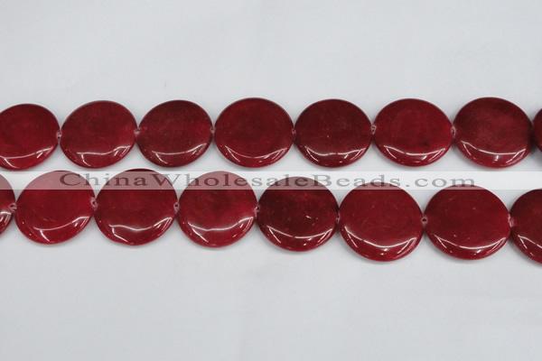 CCN3843 15.5 inches 30mm flat round candy jade beads wholesale