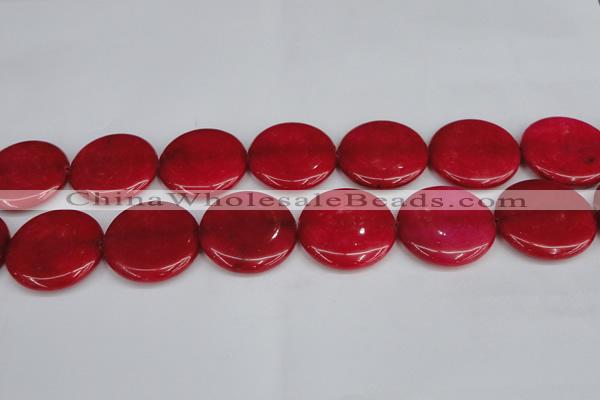 CCN3853 15.5 inches 35mm flat round candy jade beads wholesale