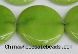 CCN3856 15.5 inches 35mm flat round candy jade beads wholesale