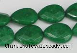 CCN388 15.5 inches 15*20mm faceted flat teardrop candy jade beads