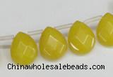 CCN3934 Top-drilled 12*15mm briolette candy jade beads wholesale