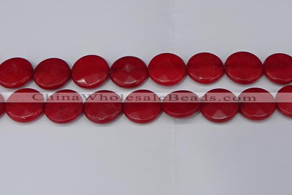 CCN4186 15.5 inches 20mm faceted coin candy jade beads wholesale
