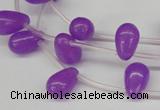 CCN453 15.5 inches Top-drilled 8*12mm teardrop candy jade beads