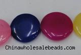 CCN504 15.5 inches 20mm flat round candy jade beads wholesale