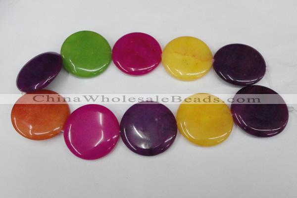 CCN512 15.5 inches 40mm flat round candy jade beads wholesale