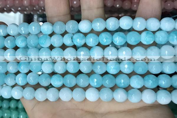 CCN5655 15 inches 8mm faceted round candy jade beads