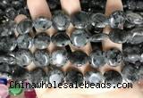 CCN5918 15 inches 15mm flat round black labradorite beads Wholesale