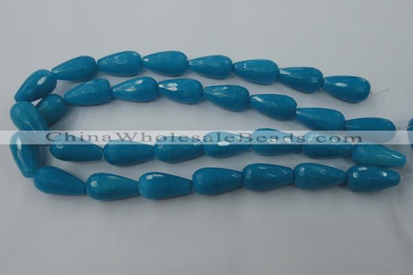 CCN994 15.5 inches 13*25mm faceted teardrop candy jade beads