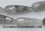 CCQ109 15.5 inches 10*30mm faceted teardrop cloudy quartz beads