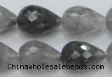 CCQ111 15.5 inches 15*22mm faceted teardrop cloudy quartz beads