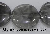 CCQ122 15.5 inches 35mm coin cloudy quartz beads wholesale