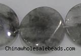 CCQ131 15.5 inches 30mm twisted coin cloudy quartz beads wholesale