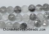 CCQ133 15.5 inches 8mm faceted coin cloudy quartz beads wholesale