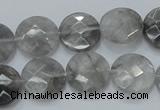 CCQ136 15.5 inches 15mm faceted coin cloudy quartz beads wholesale