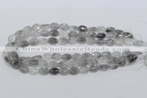 CCQ153 15.5 inches 10*14mm faceted oval cloudy quartz beads wholesale