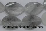 CCQ172 18*25mm twisted & faceted flat teardrop cloudy quartz beads