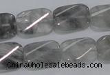 CCQ181 15.5 inches 13*19mm twisted rectangle cloudy quartz beads