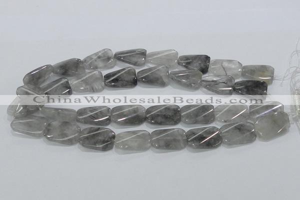 CCQ182 15.5 inches 18*25mm twisted rectangle cloudy quartz beads