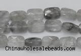 CCQ185 15.5 inches 8*12mm faceted rectangle cloudy quartz beads