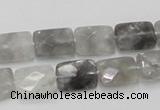 CCQ186 15.5 inches 10*14mm faceted rectangle cloudy quartz beads