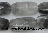 CCQ190 15.5 inches 15*30mm faceted rectangle cloudy quartz beads