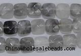 CCQ197 15.5 inches 8*8mm faceted square cloudy quartz beads
