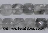 CCQ199 15.5 inches 12*12mm faceted square cloudy quartz beads