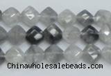 CCQ207 15.5 inches 8*8mm faceted diamond cloudy quartz beads