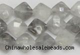 CCQ208 15.5 inches 10*10mm faceted diamond cloudy quartz beads