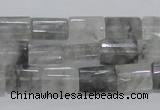 CCQ219 15.5 inches 10*15mm faceted & flat column cloudy quartz beads