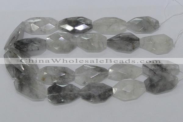 CCQ228 15.5 inches 22*35mm faceted freeform cloudy quartz beads