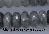 CCQ238 15.5 inches 10*20mm faceted rondelle cloudy quartz beads