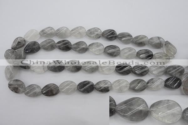 CCQ249 15.5 inches 13*18mm twisted oval cloudy quartz beads wholesale