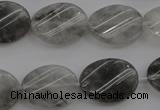 CCQ250 15.5 inches 15*20mm twisted oval cloudy quartz beads wholesale