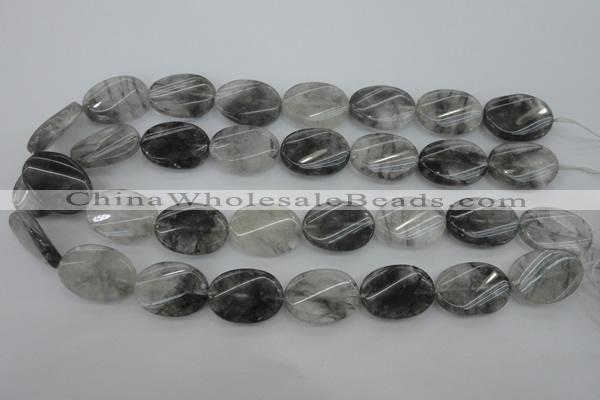 CCQ251 15.5 inches 18*25mm twisted oval cloudy quartz beads wholesale