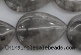 CCQ257 15.5 inches 25*35mm flat teardrop cloudy quartz beads