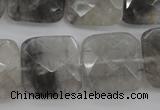 CCQ262 15.5 inches 20*20mm faceted square cloudy quartz beads